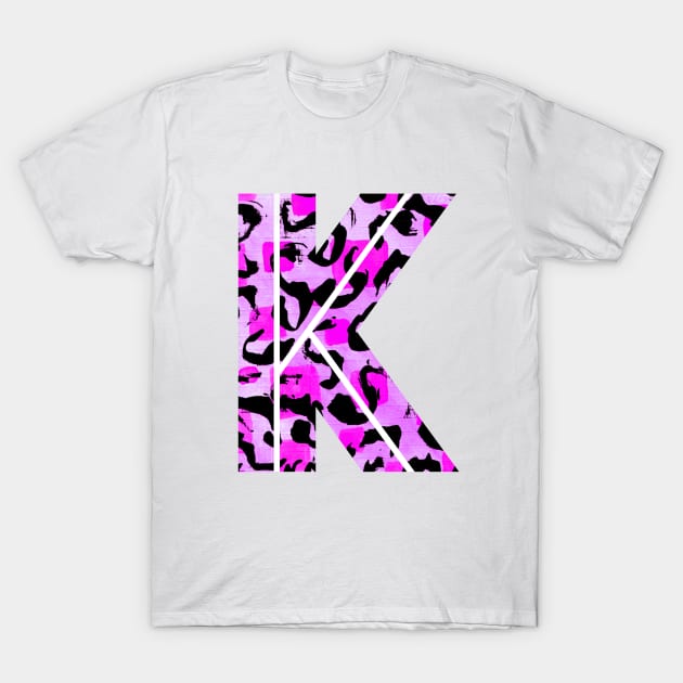 Abstract Letter K Watercolour Leopard Print Alphabet T-Shirt by Squeeb Creative